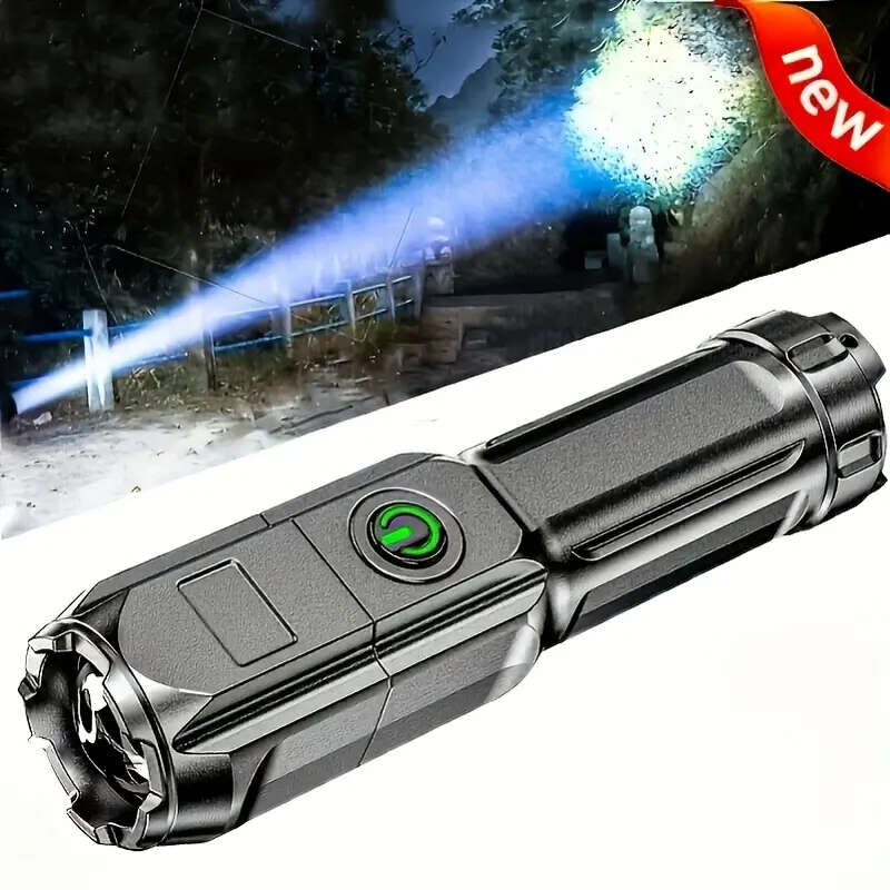 Ultra-Bright LED Flashlight Torch Rechargeable Zoomable with 3 Modes