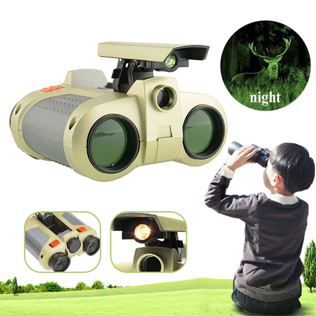 4x30 Pop-up Light Night Vision Binoculars for Children