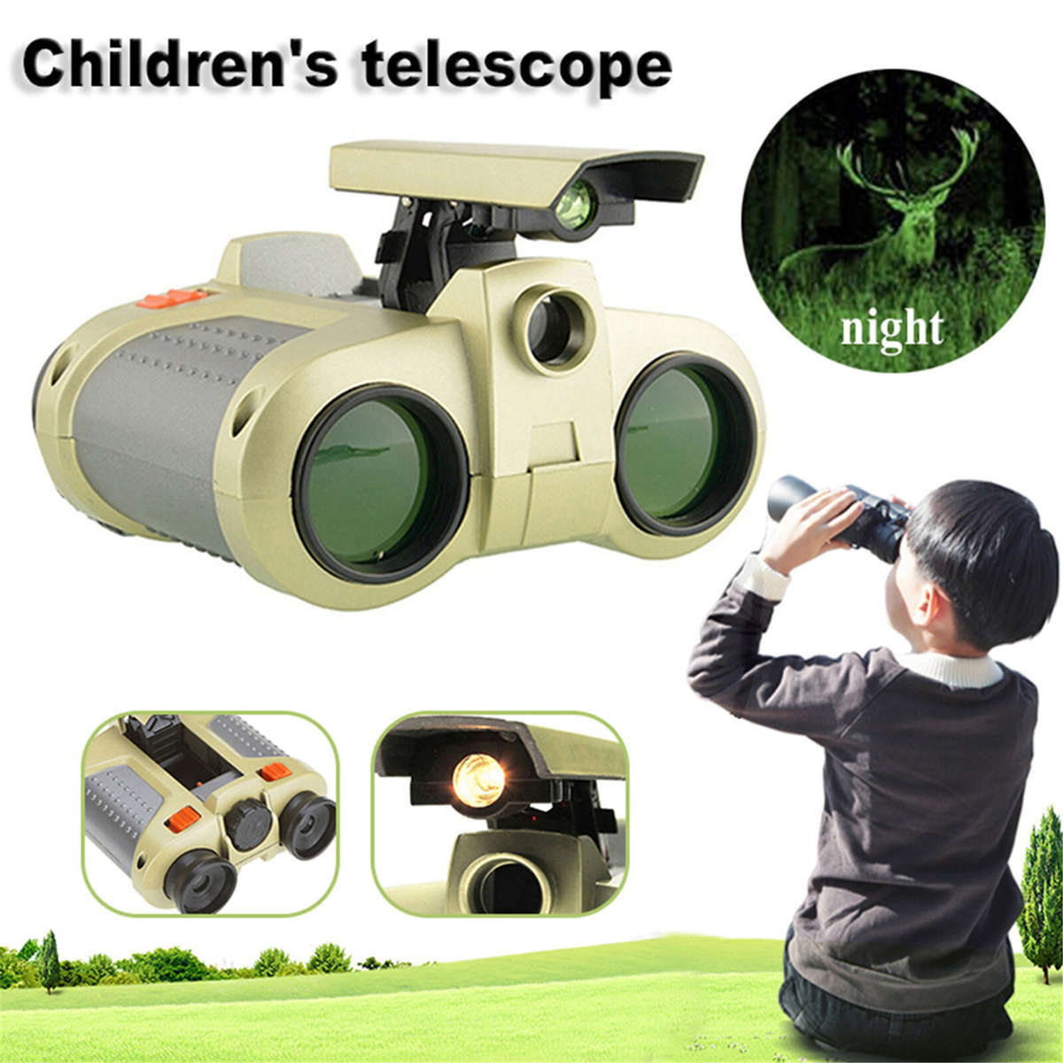 4x30 Pop-up Light Night Vision Binoculars for Children