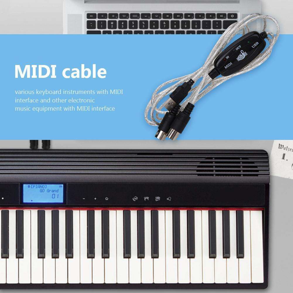 MIDI to USB IN-OUT Interface Cable Adapter for Keyboard Music Converter