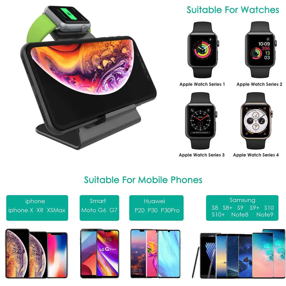 2-in-1 Wireless Charging Dock Station for iPhones & iWatches