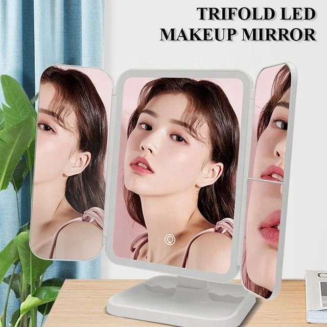 1X to 3X Magnifying 3-Colour Light Touch LED Trifold Makeup Mirror with 52 Led Lights