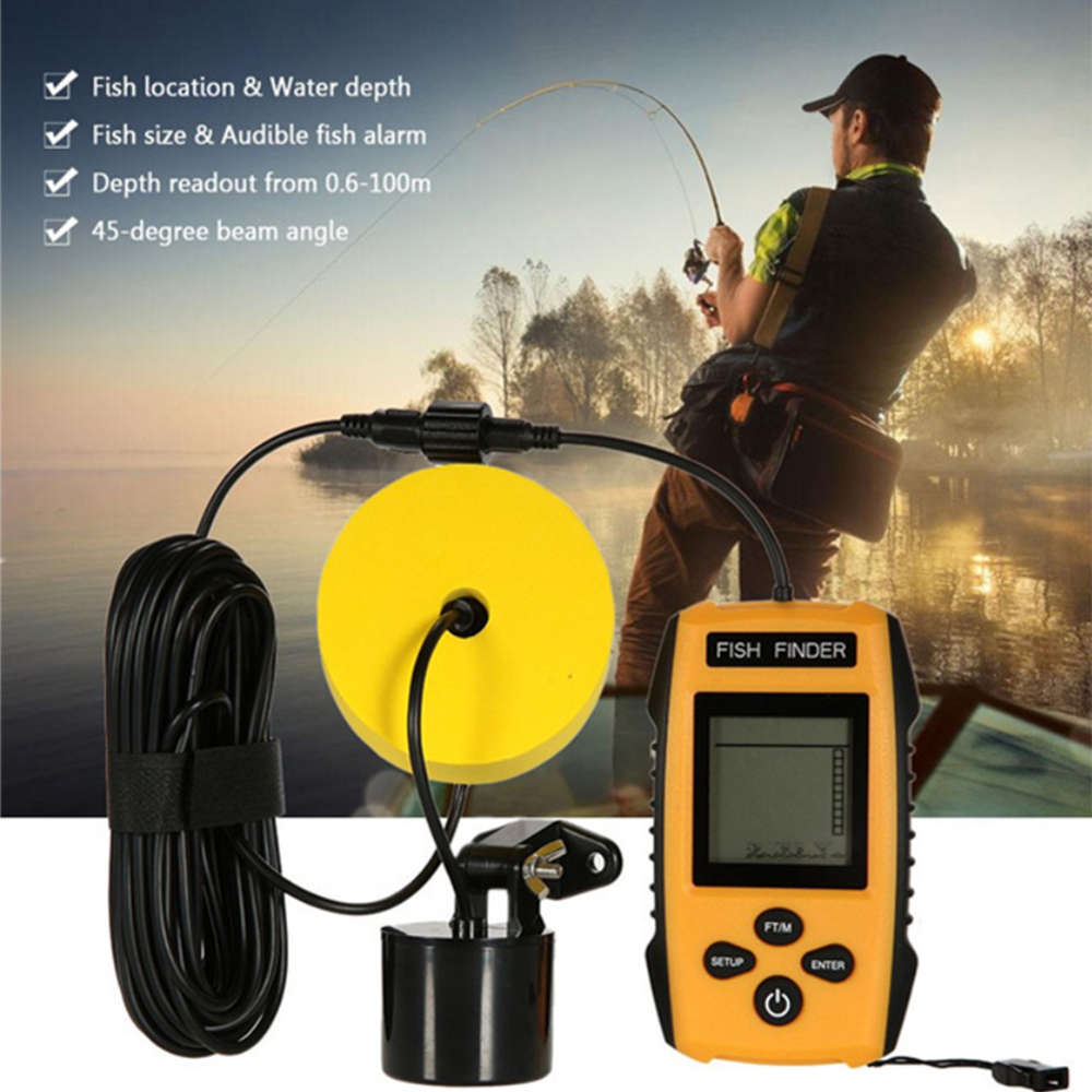 Portable Wired Fish Finder with LCD Display and Sonar Sensor Transducer