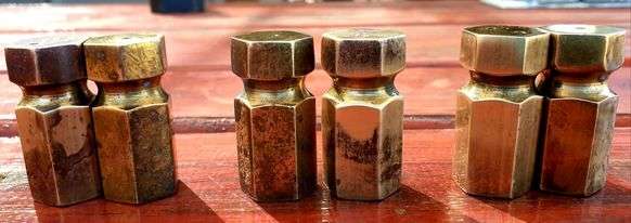 UNIQUE SMALL SOLID BRASS SALT AND PEPPER POTS