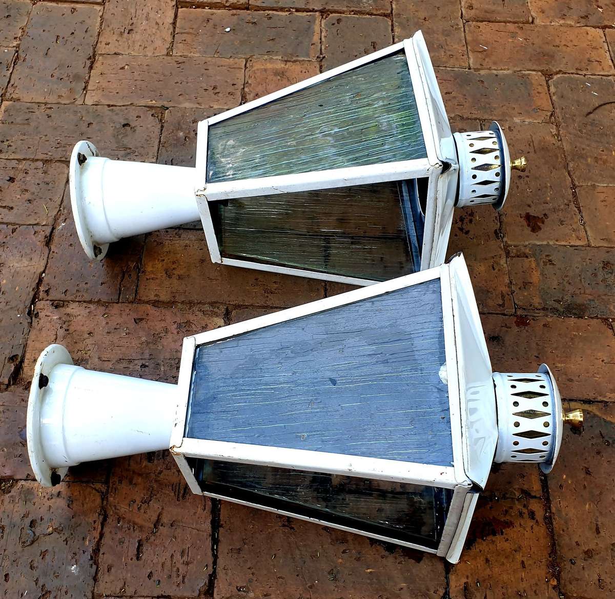 VINTAGE LARGE TINPLATE PILLAR LIGHTS 460 X 200 X 200 MM