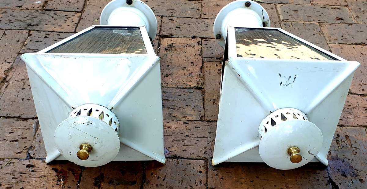 VINTAGE LARGE TINPLATE PILLAR LIGHTS 460 X 200 X 200 MM