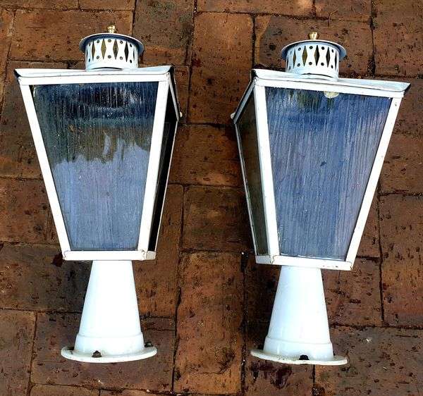 VINTAGE LARGE TINPLATE PILLAR LIGHTS 460 X 200 X 200 MM