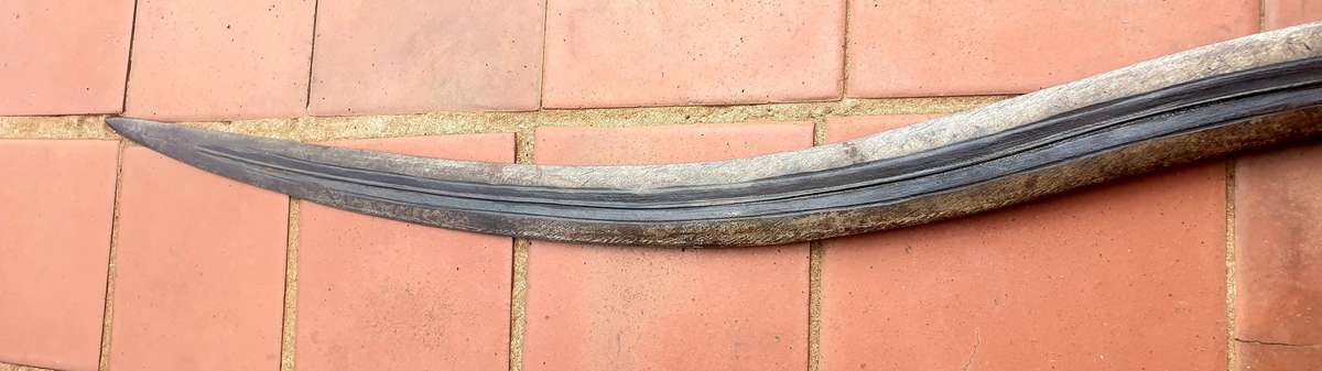 ANTIQUE DOUBLE CURVE HAND FORGED SWORD, DOUBLE EDGED, VERY SHARP