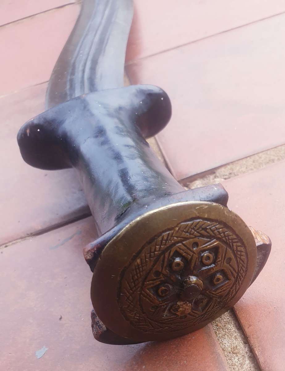 ANTIQUE DOUBLE CURVE HAND FORGED SWORD, DOUBLE EDGED, VERY SHARP