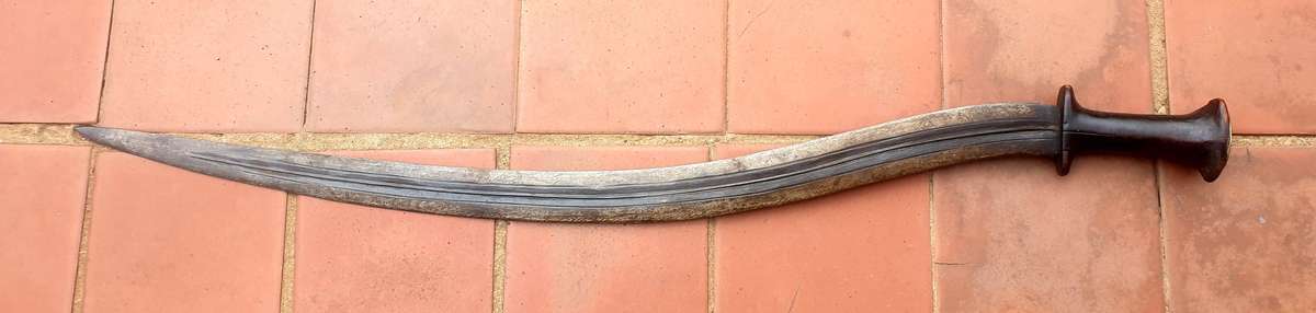 ANTIQUE DOUBLE CURVE HAND FORGED SWORD, DOUBLE EDGED, VERY SHARP
