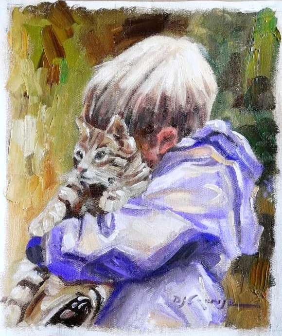 Where have you been? Oil painting by Danie Cronjé on canvas roll, unframed