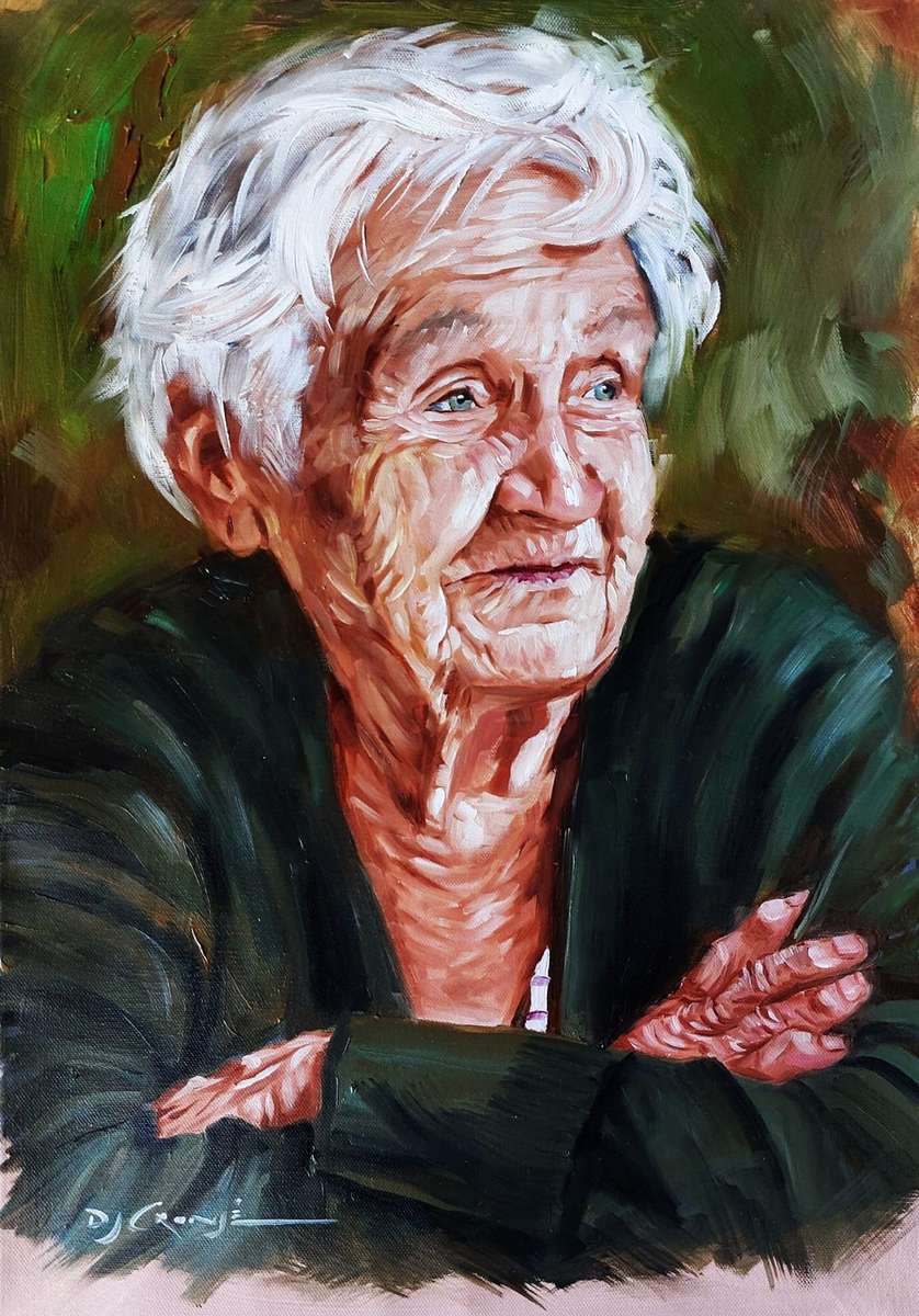 Grandma, Oil painting by Danie Cronjé on canvas roll, unframed