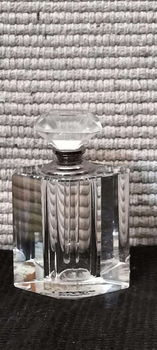 Magnificent Solid Crystal Perfume Bottle with Stopper and Wand Intact