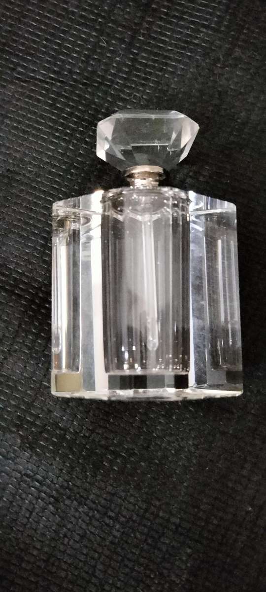 Magnificent Solid Crystal Perfume Bottle with Stopper and Wand Intact