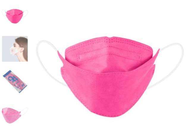 Pack of 10 KF94 Fish Type 4Ply Disposable Protective Masks - Hot Cerise Pink