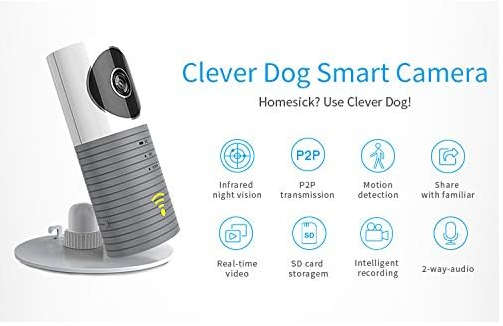 Clever Dog Camera Wifi, Small Pet Nanny Camera with Audio and Video