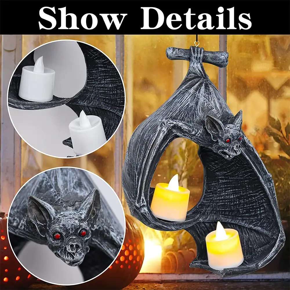 A Magnificent Large 21cm Quality Resin Bat with T-lights