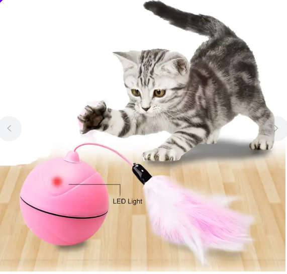 USB Rechargeable Led Light Rolling Ball Toys for Cats-Red