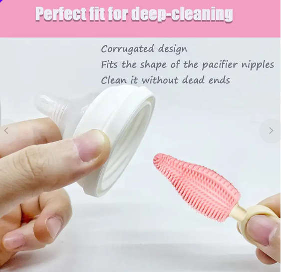 Baby Bottle Brush Portable Brush Set Silicone Bottle Brush Cleaner-Pink