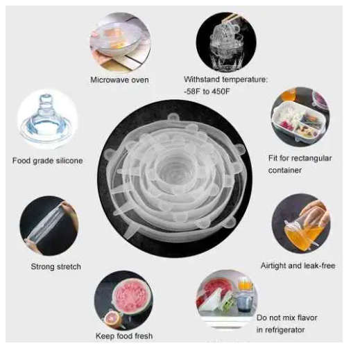 Reusable Silicone Stretch Lid For Food Preservation