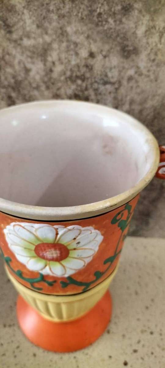 Stunning Aged Look Hand Painted Ceramic Vase