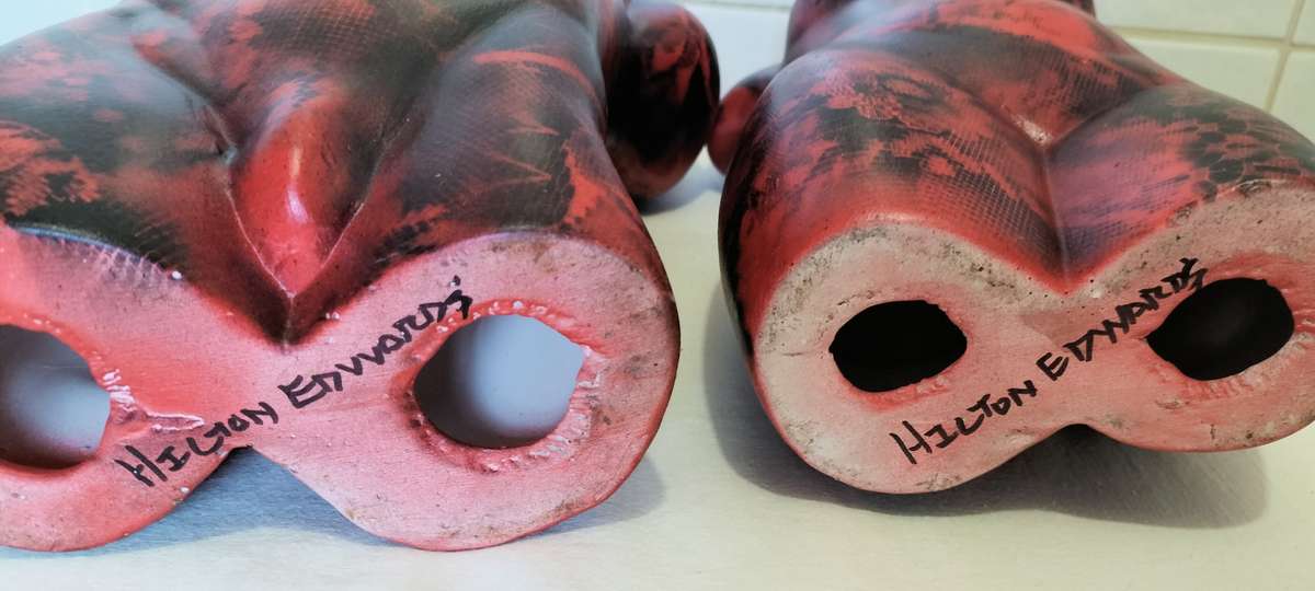 Magnificent Pair of Hilton Edwards Male and Female Signed Ceramic Torsos. Mint Condition