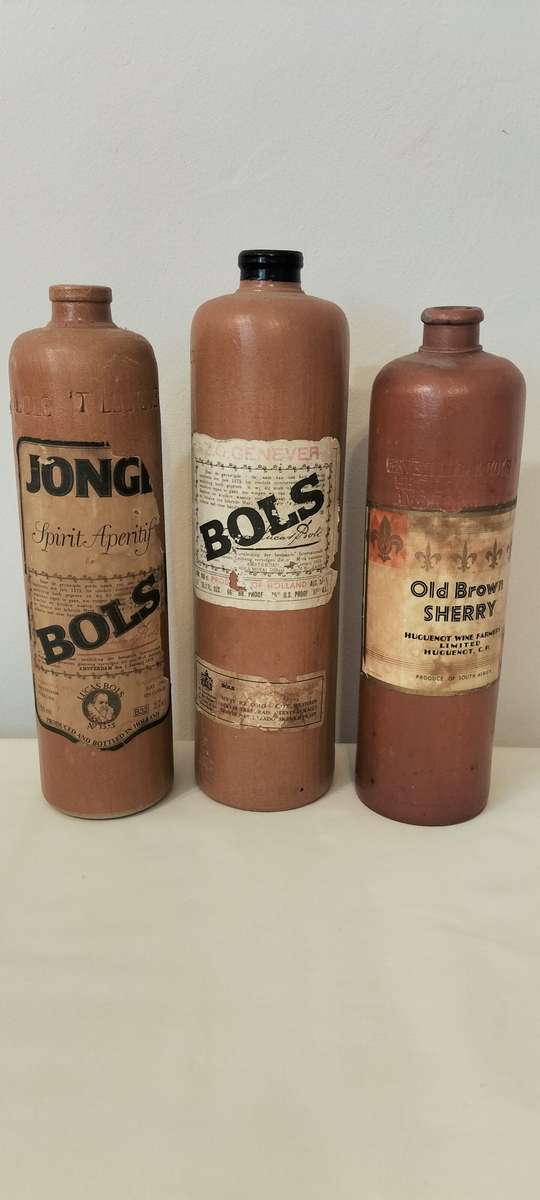 Magnificent and Rare Trio of Erven Lucas Bols 1875 Bottles with Original Labels (Nr1)