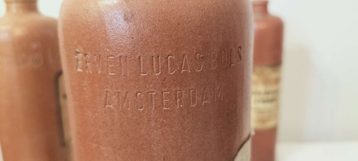 Magnificent and Rare Trio of Erven Lucas Bols 1875 Bottles with Original Labels (Nr1)