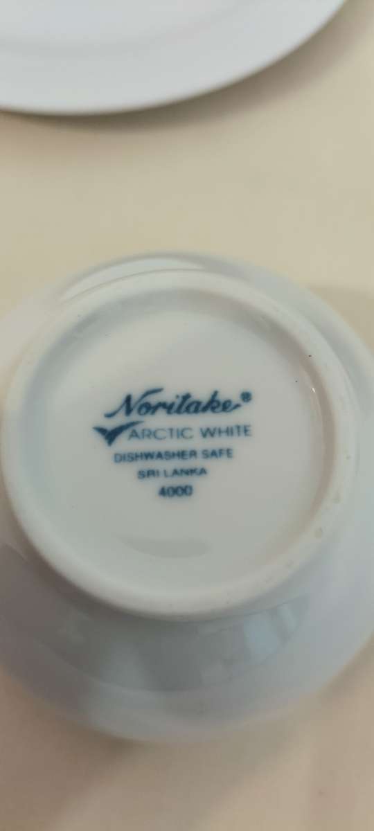 Set of 4 Noritake Arctic White Cups and Saucers