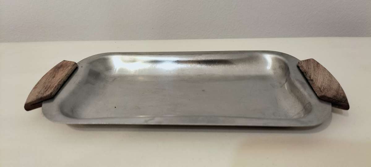 Stainless Steel Butter Dish with Wooden Handles