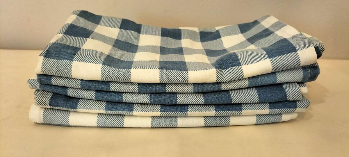Set of 5 Quality Blue Check Cushion Covers