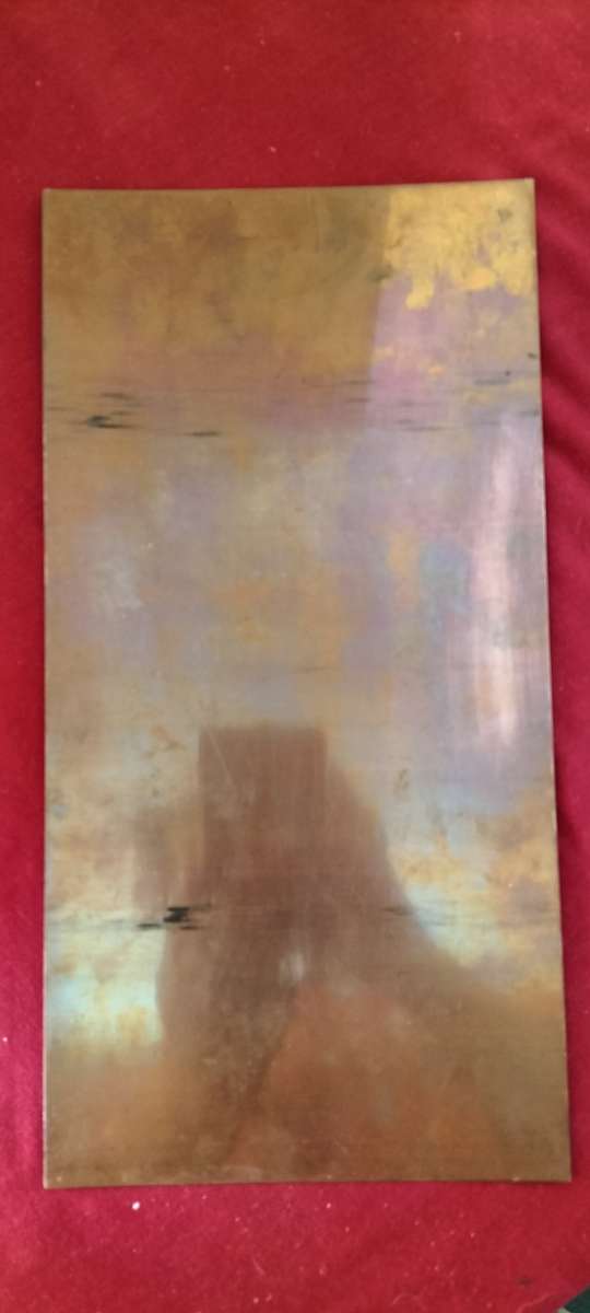 A Magnificent Mid Century Circa 1950 Roy Sinclair Lacquered Cat Art on Copper Plate