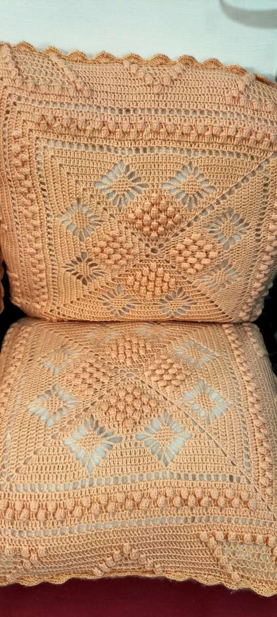 Set of 4 Absolutely Magnificent Vintage Crochet Cushion Covers with Inners
