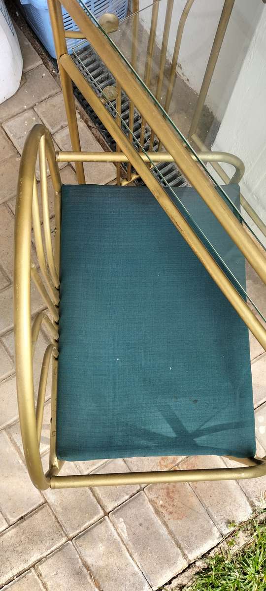 Magnificent Metal And Glass 2 Tier Girl's Dresser With Swivel Mirror And Chair