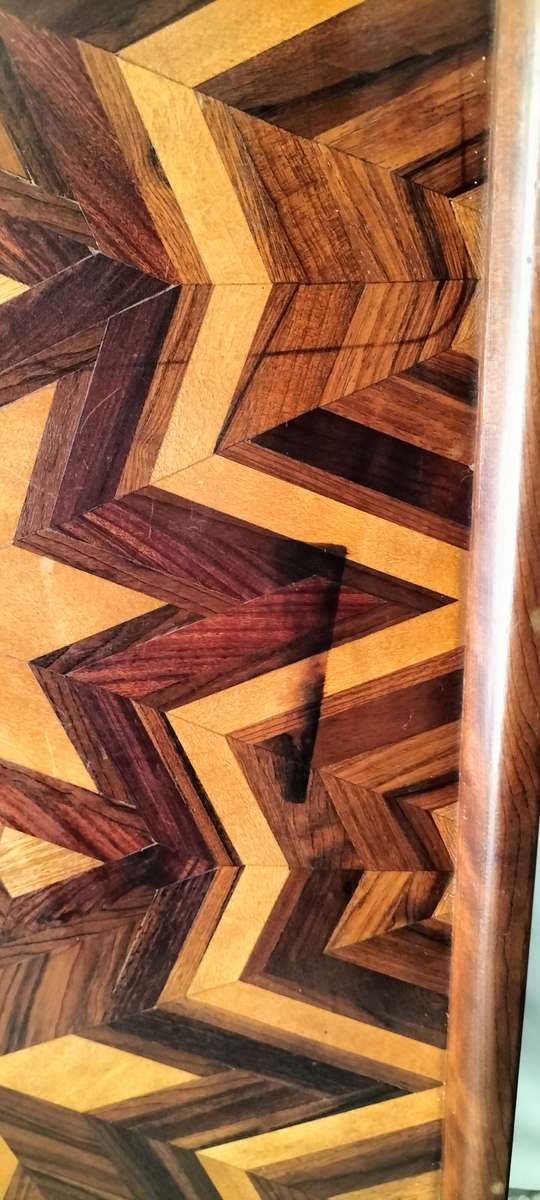 A Magnificent Mahogany Intricate Inlay Mid Century Large Wooden Serving Tray.