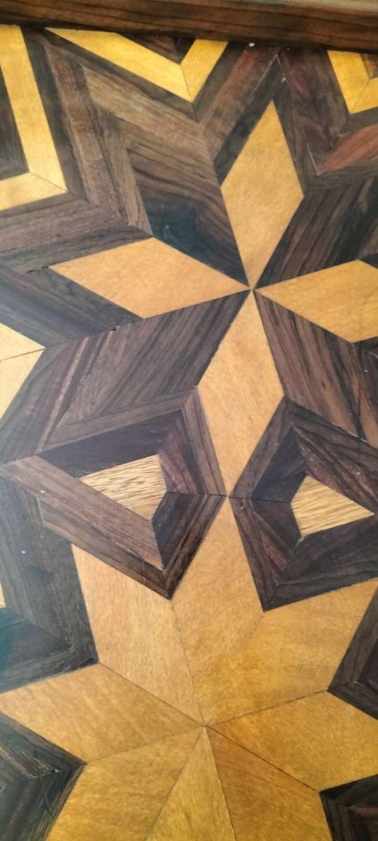 A Magnificent Mahogany Intricate Inlay Mid Century Large Wooden Serving Tray.