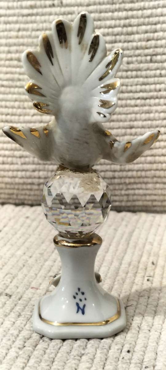 A Magnificent Genuine Swarovski Crystal with Gilded Capodimonte Porcelain Dove