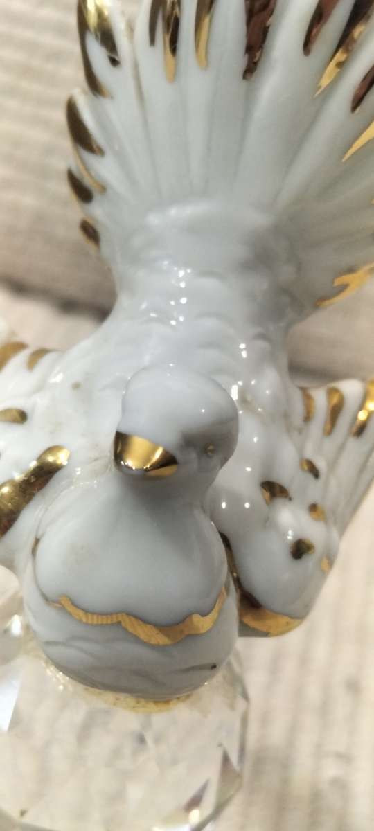 A Magnificent Genuine Swarovski Crystal with Gilded Capodimonte Porcelain Dove