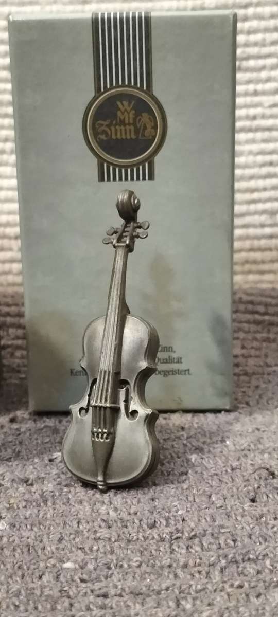Magnificent Genuine WMF German Pewter Violin in Original Box