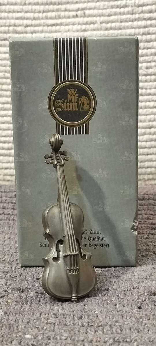 Magnificent Genuine WMF German Pewter Violin in Original Box