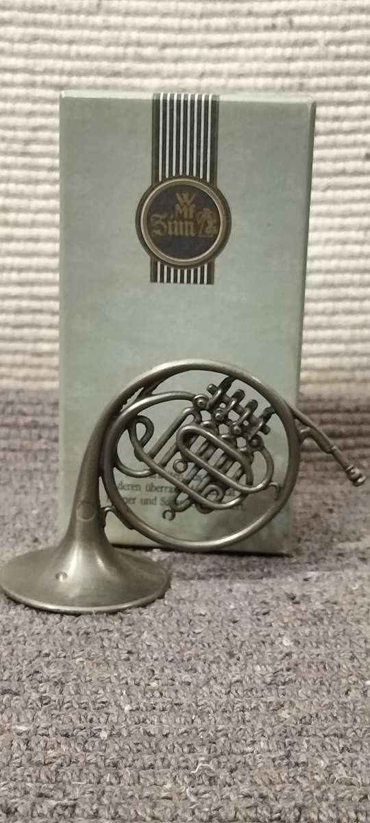 Magnificent Genuine WMF German Pewter French Horn in Original Box