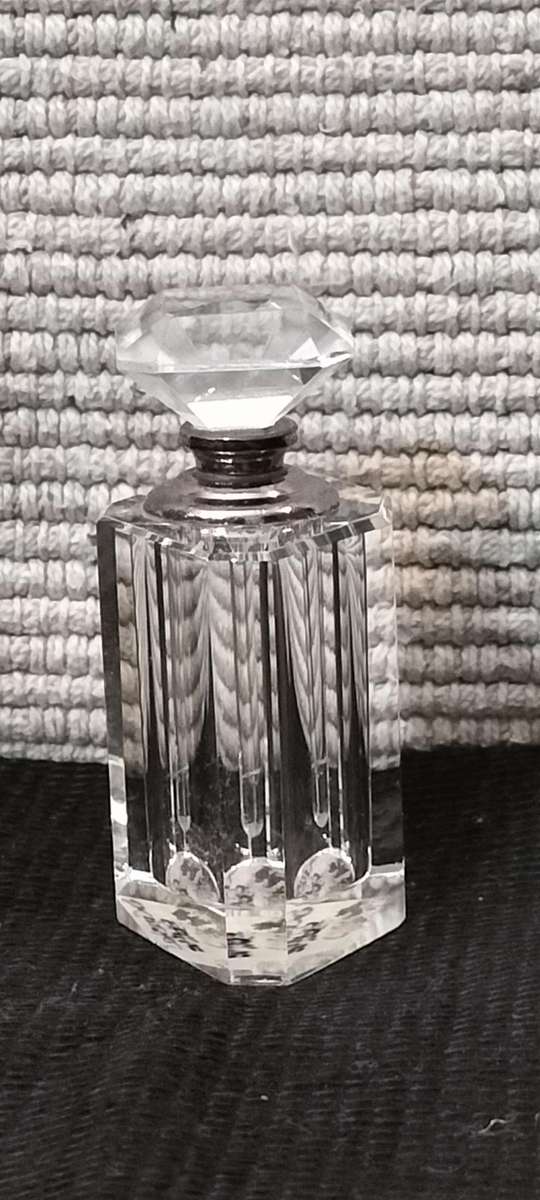 Magnificent Solid Crystal Perfume Bottle with Stopper and Wand Intact