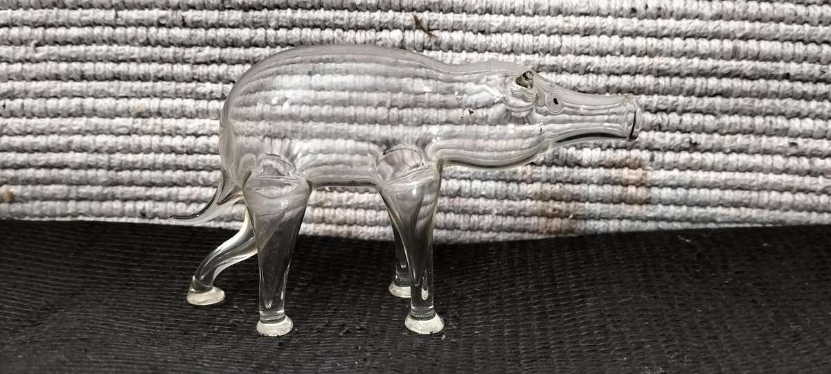 Extremely Rare and Delicate Bolls Hand Blown Elephant Brandy Holder/Decanter