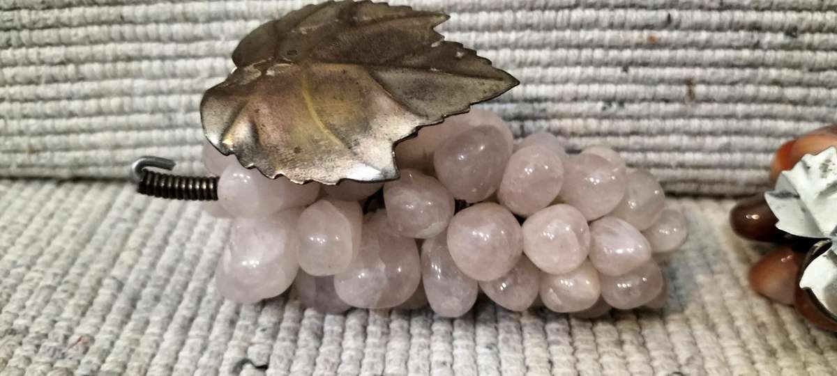 Magnificent Set of 3 Vintage Semi Precious Stone Grapes
