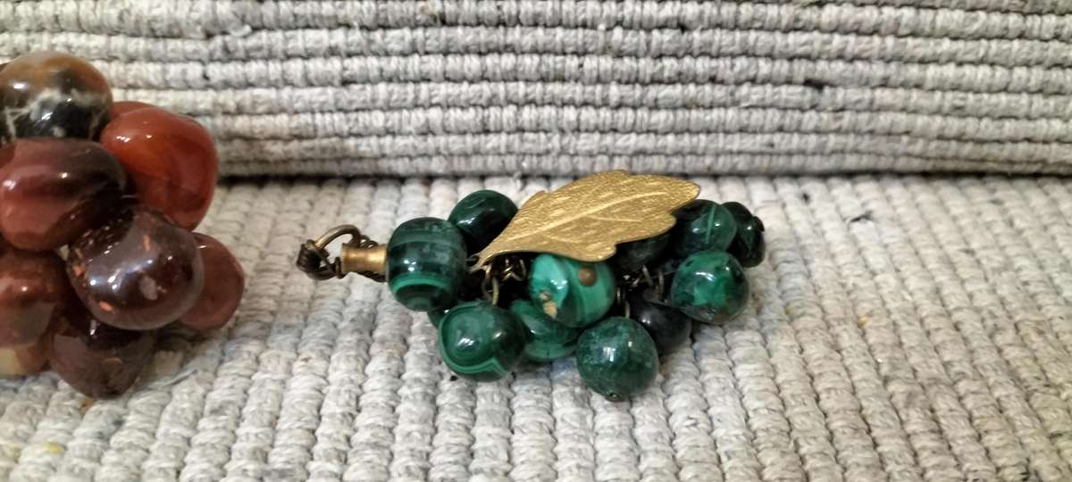 Magnificent Set of 3 Vintage Semi Precious Stone Grapes