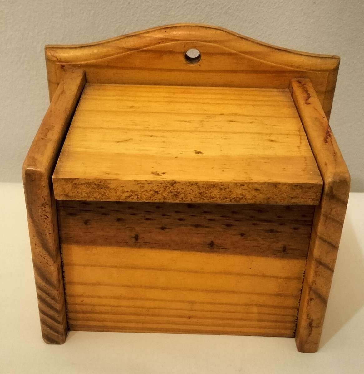 A Superb Hinged Lidded Wooden Storage/Post/Trinket Wall Box