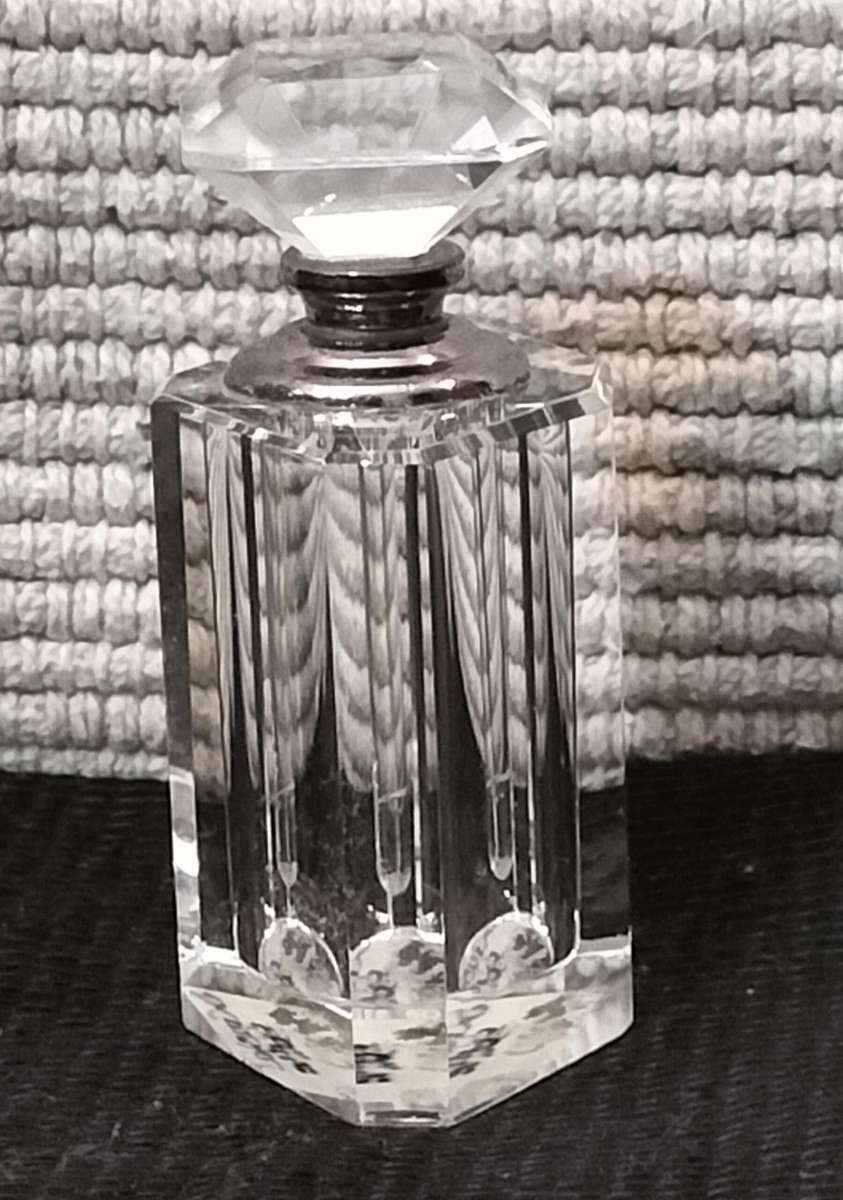 Magnificent Solid Crystal Perfume Bottle with Stopper and Wand Intact
