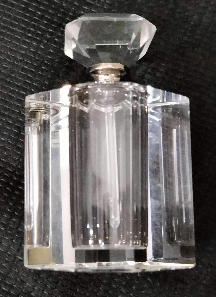 Magnificent Solid Crystal Perfume Bottle with Stopper and Wand Intact