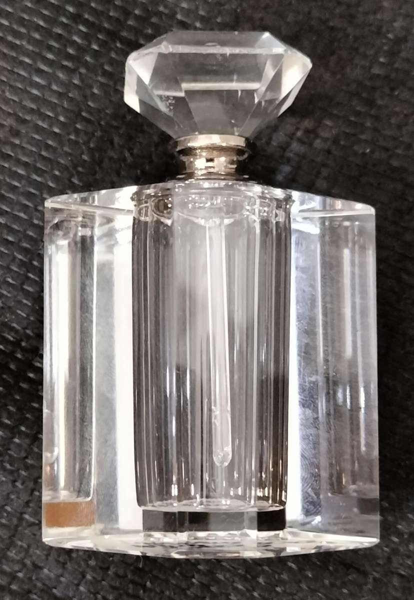 Magnificent Solid Crystal Perfume Bottle with Stopper and Wand Intact