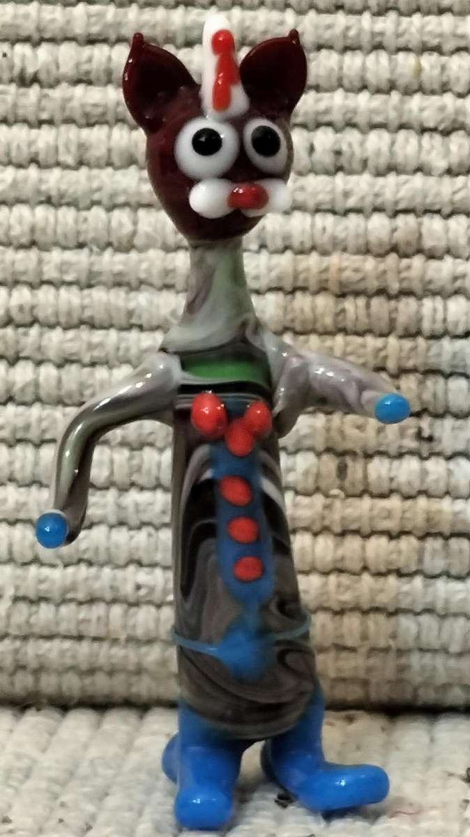 Magnificent Rare Vintage Multi Colour Circa 1950 Murano Glass Cat in Excellent Condition